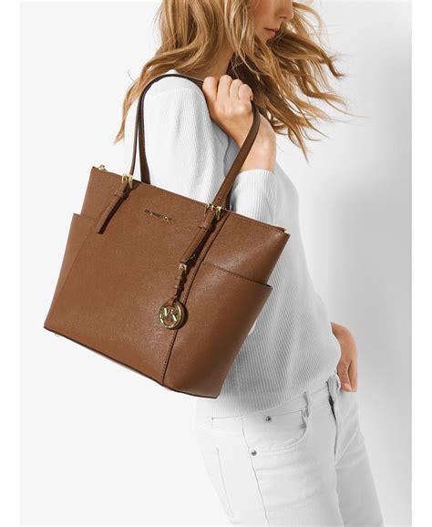 michael kors jet set east west top zip tote bag|mk saffiano leather tote bag.